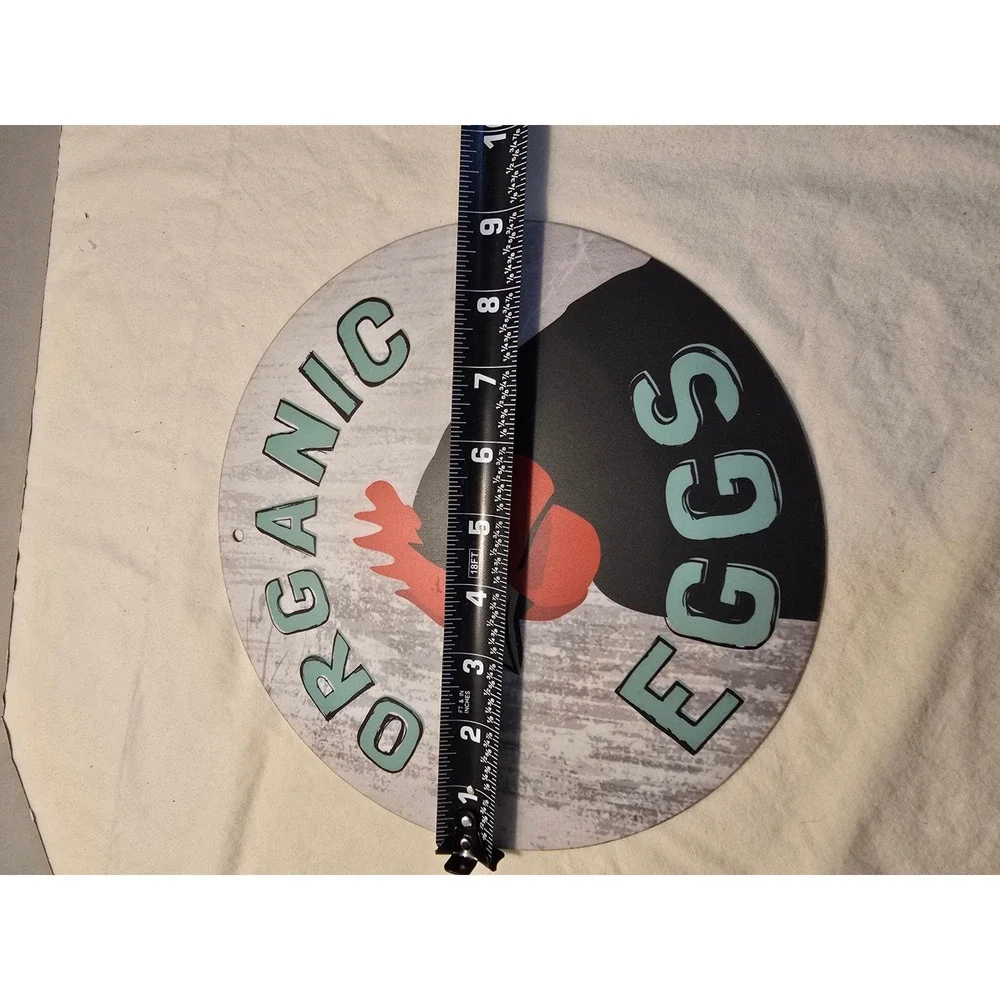 Bainbridge Farm Goods Organic Eggs Metal Sign Chicken Farmhouse Round 9.5